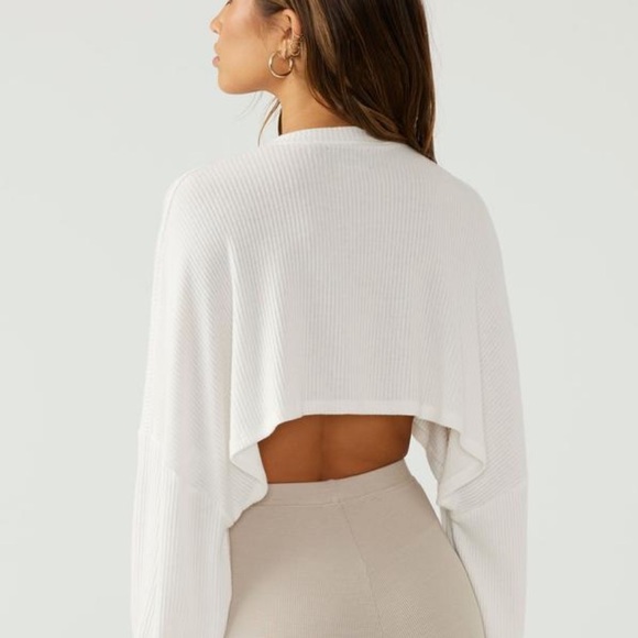 *SOLD* JOAH BROWN Slouchy Crop Pullover Rib Sweater Knit - Picture 2 of 4